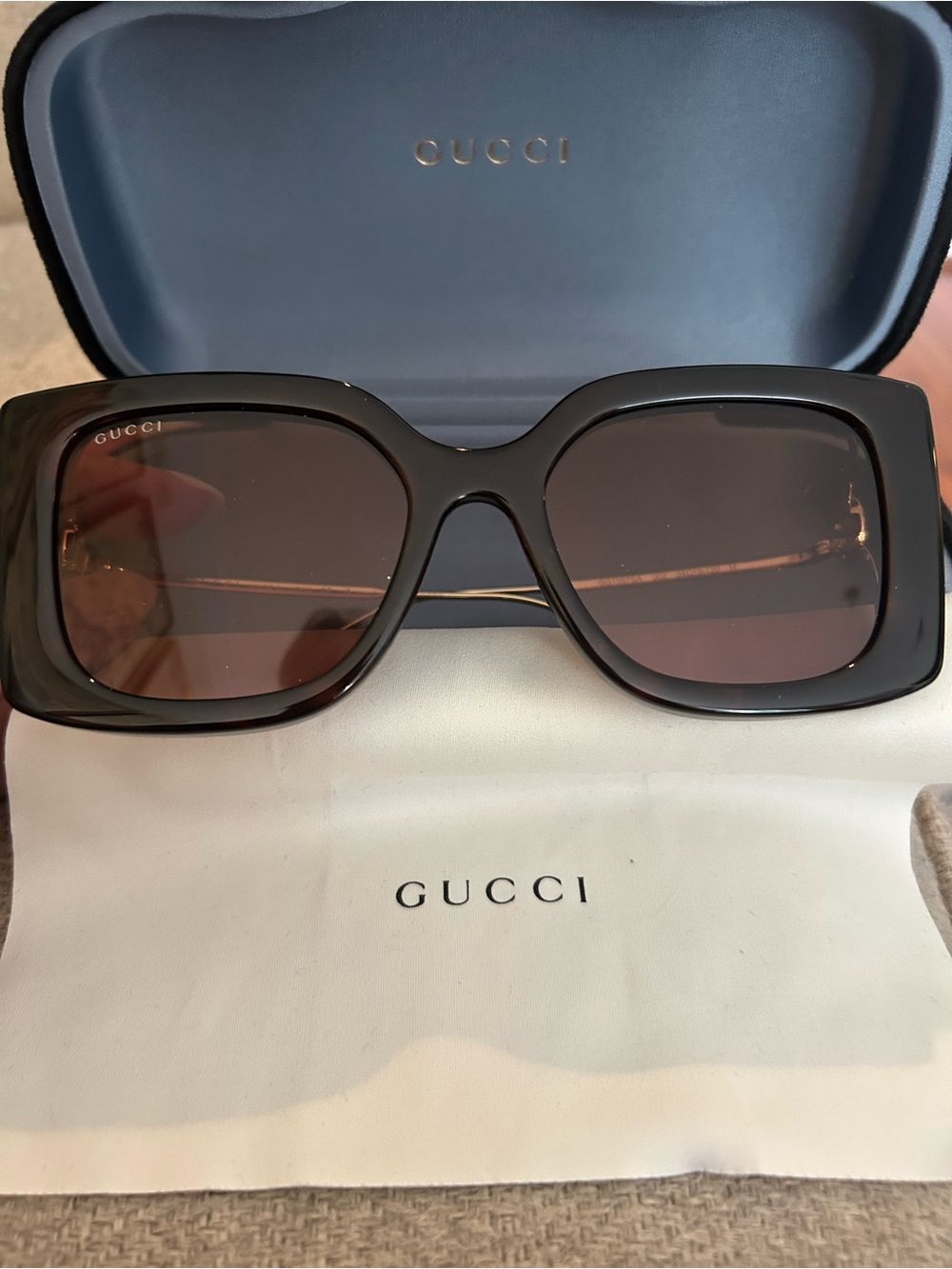Gucci Women’s Tortise Frame Sunglasses with Brown Lenses